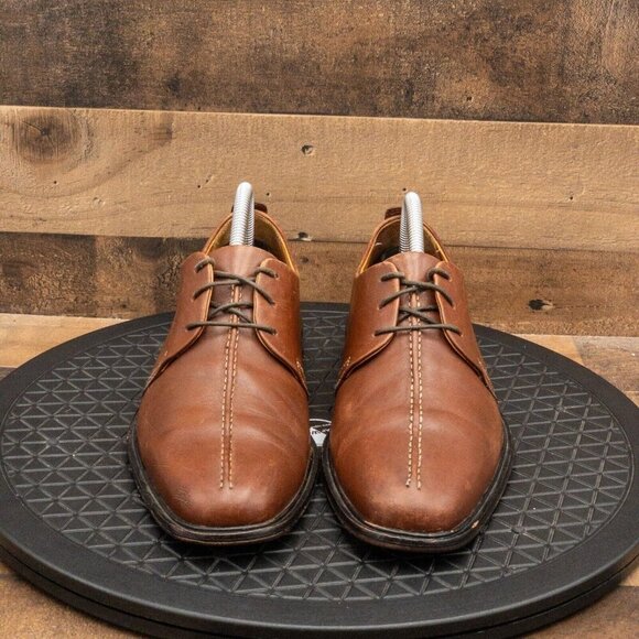 COLE HAAN AIR MENS DRESS SHOES SPLIT TOE BROWN LEATHER BUSINESS CASUAL SIZE 8M - Picture 2 of 9
